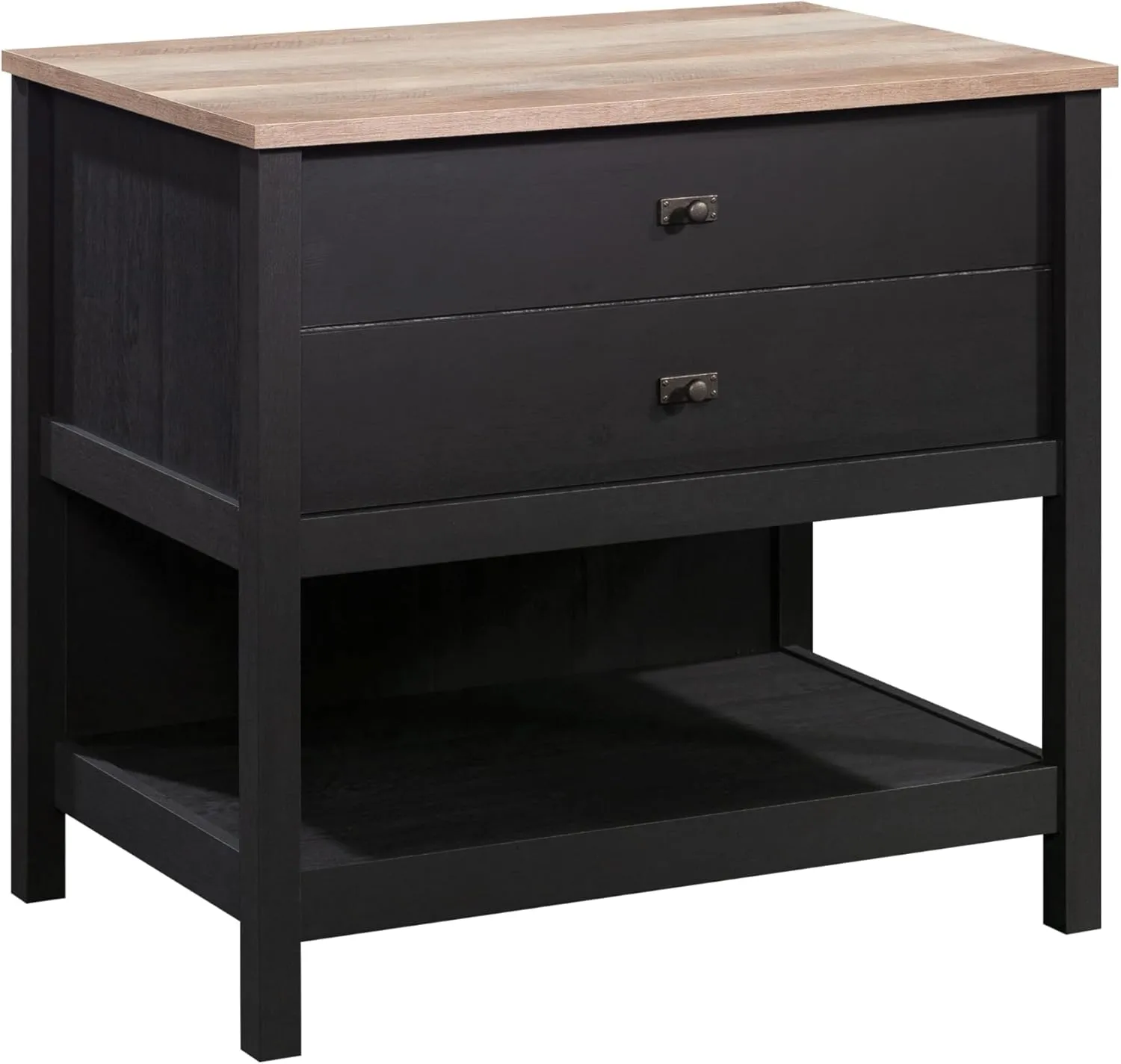 Sauder Cottage Road Lateral File Cabinet for Home Office, Open Shelf Storage, in Raven Oak