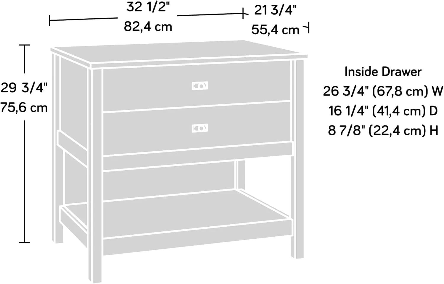 Sauder Cottage Road Lateral File Cabinet for Home Office, Open Shelf Storage, in Raven Oak