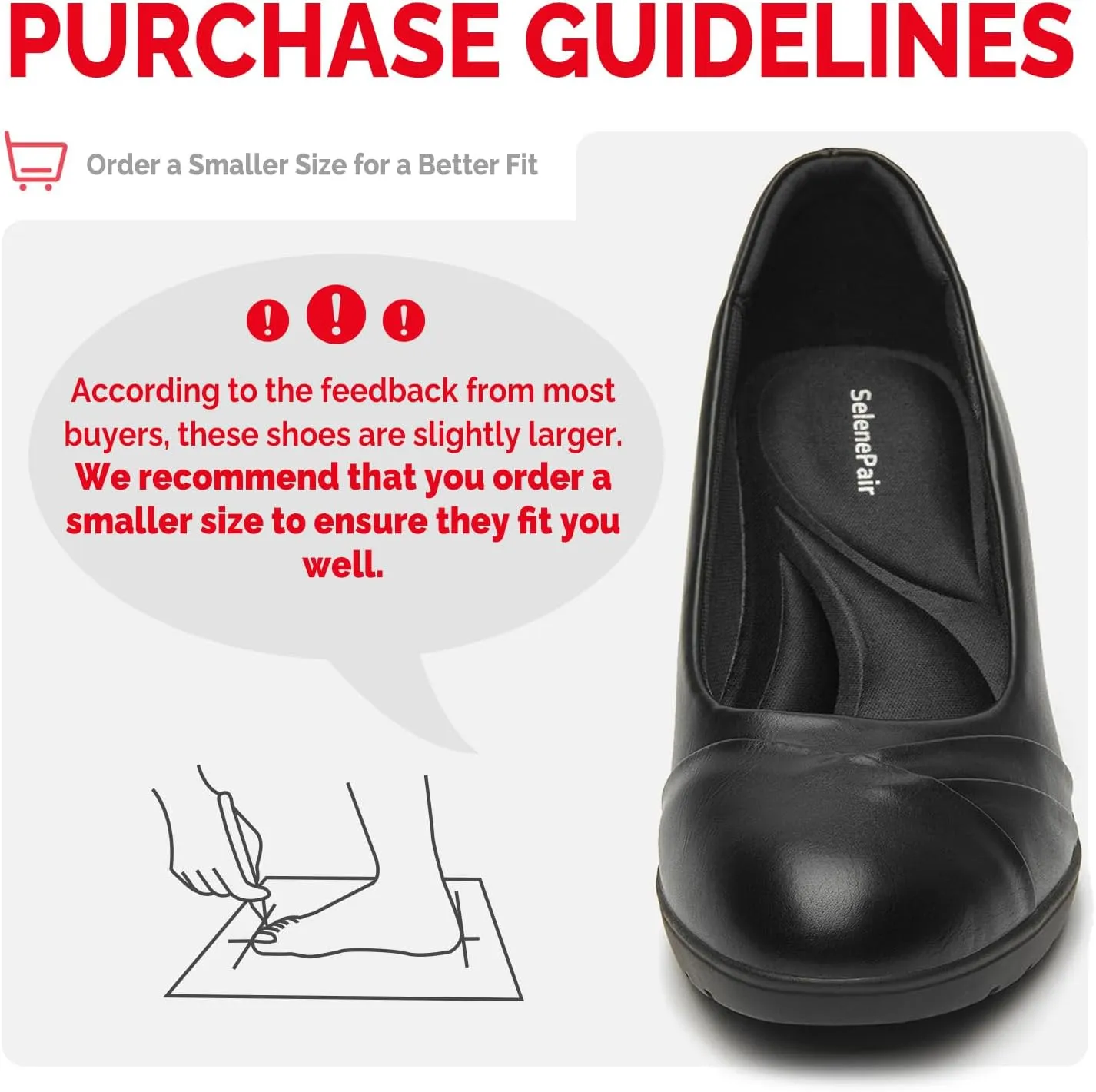 SelenePair Women's Chunky Low Block Heels Work Pumps Ladies Closed Round Toe Slip On Dress Wedding Shoe