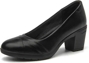 SelenePair Women's Chunky Low Block Heels Work Pumps Ladies Closed Round Toe Slip On Dress Wedding Shoe