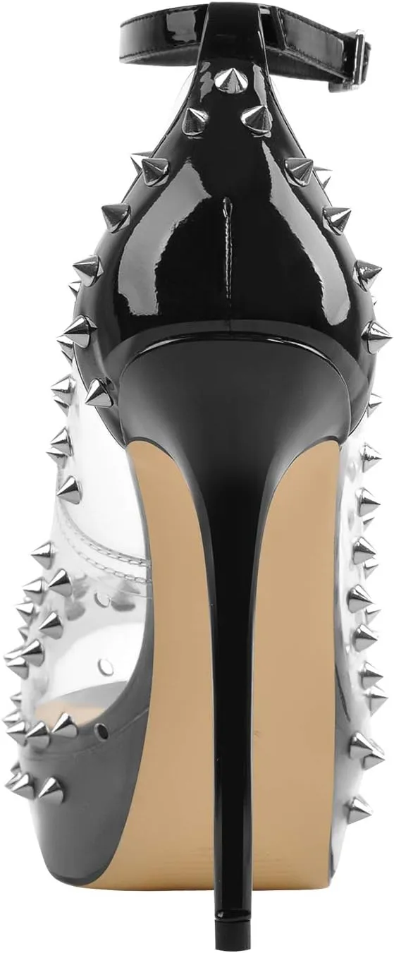 sexytag Women's Platform Heels Peep Toe Pumps Slip On High Stiletto Heels