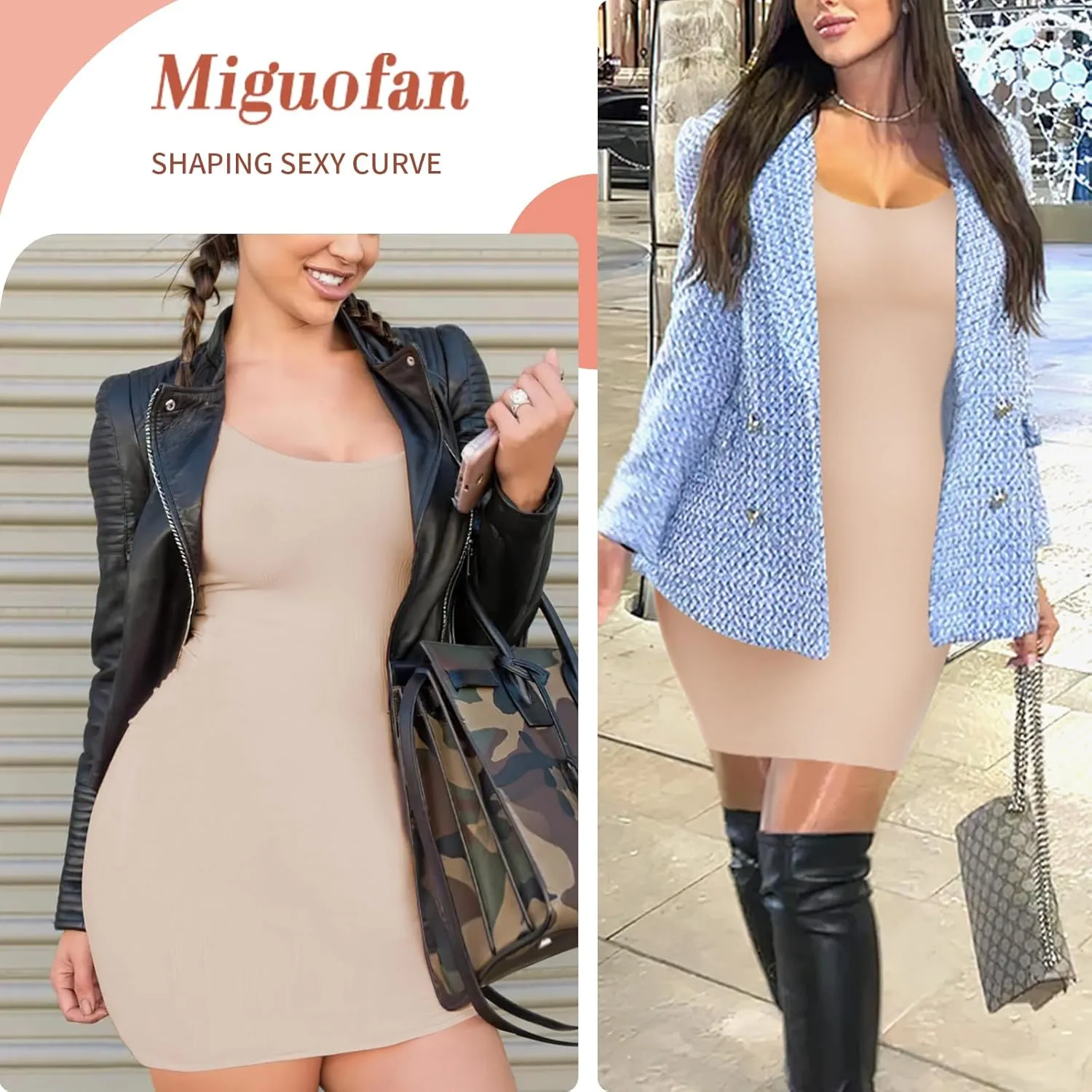 Shapewear Slips for Under Dresses, Full Slip Dress for Women Tummy Control Body Shaper Seamless Shaping Dress
