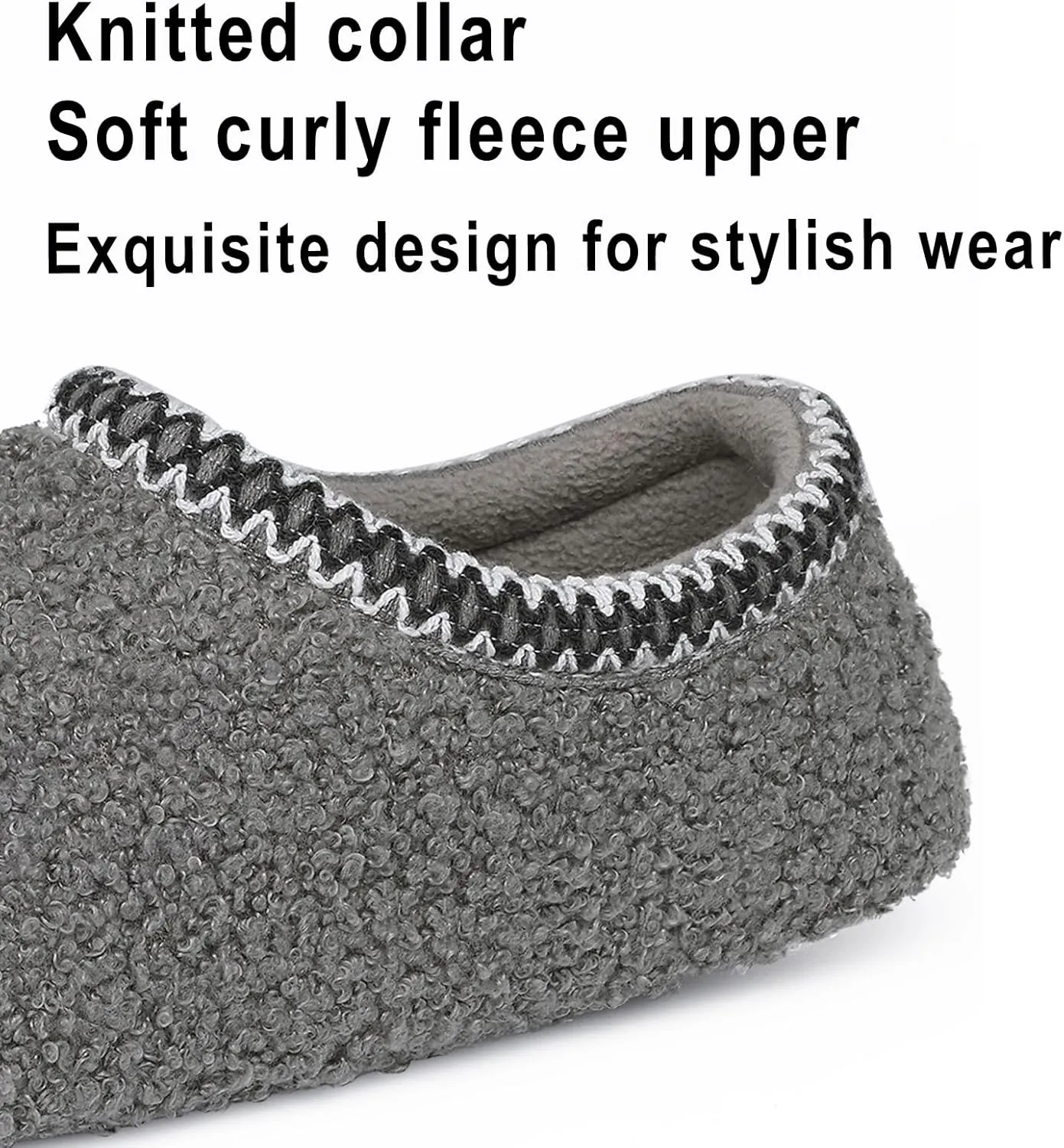 shevalues Women House Memory Foam Slippers Teddy Fleece Bedroom Sock Shoes with Soft Rubber Sole