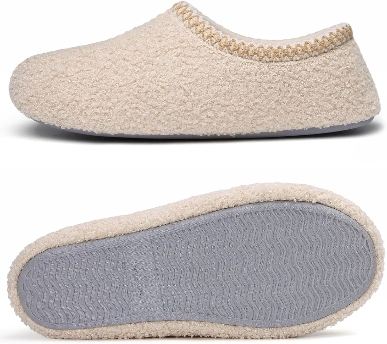 shevalues Women House Memory Foam Slippers Teddy Fleece Bedroom Sock Shoes with Soft Rubber Sole