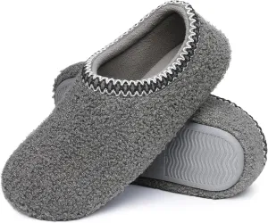 shevalues Women House Memory Foam Slippers Teddy Fleece Bedroom Sock Shoes with Soft Rubber Sole