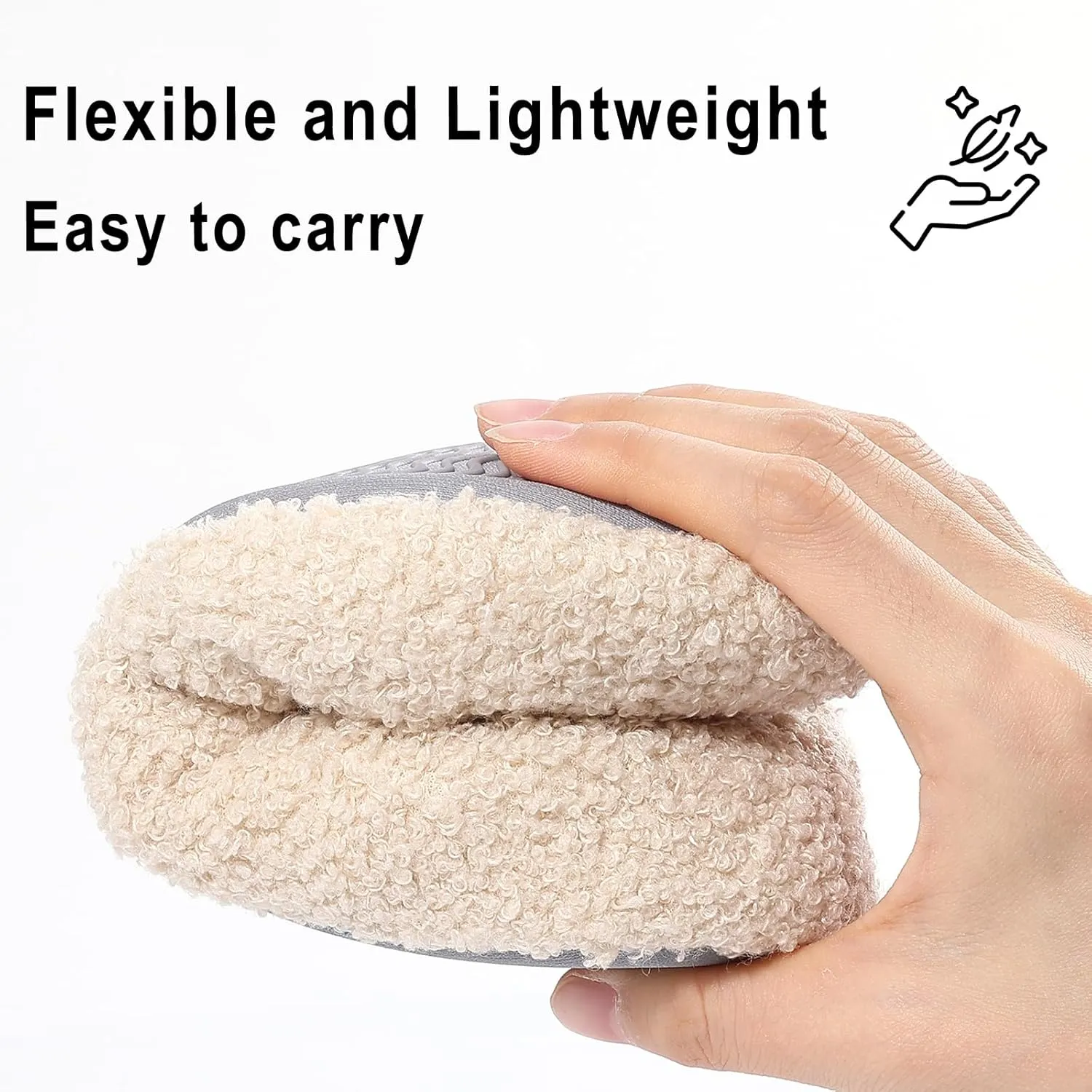shevalues Women House Memory Foam Slippers Teddy Fleece Bedroom Sock Shoes with Soft Rubber Sole
