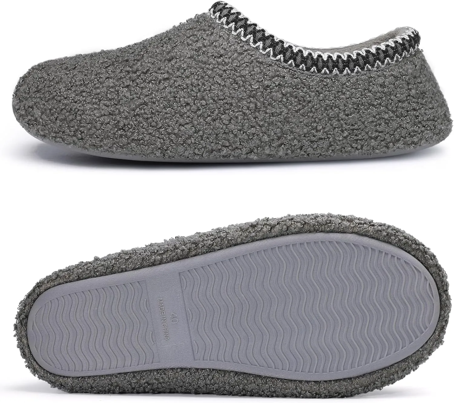 shevalues Women House Memory Foam Slippers Teddy Fleece Bedroom Sock Shoes with Soft Rubber Sole
