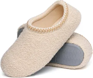 shevalues Women House Memory Foam Slippers Teddy Fleece Bedroom Sock Shoes with Soft Rubber Sole