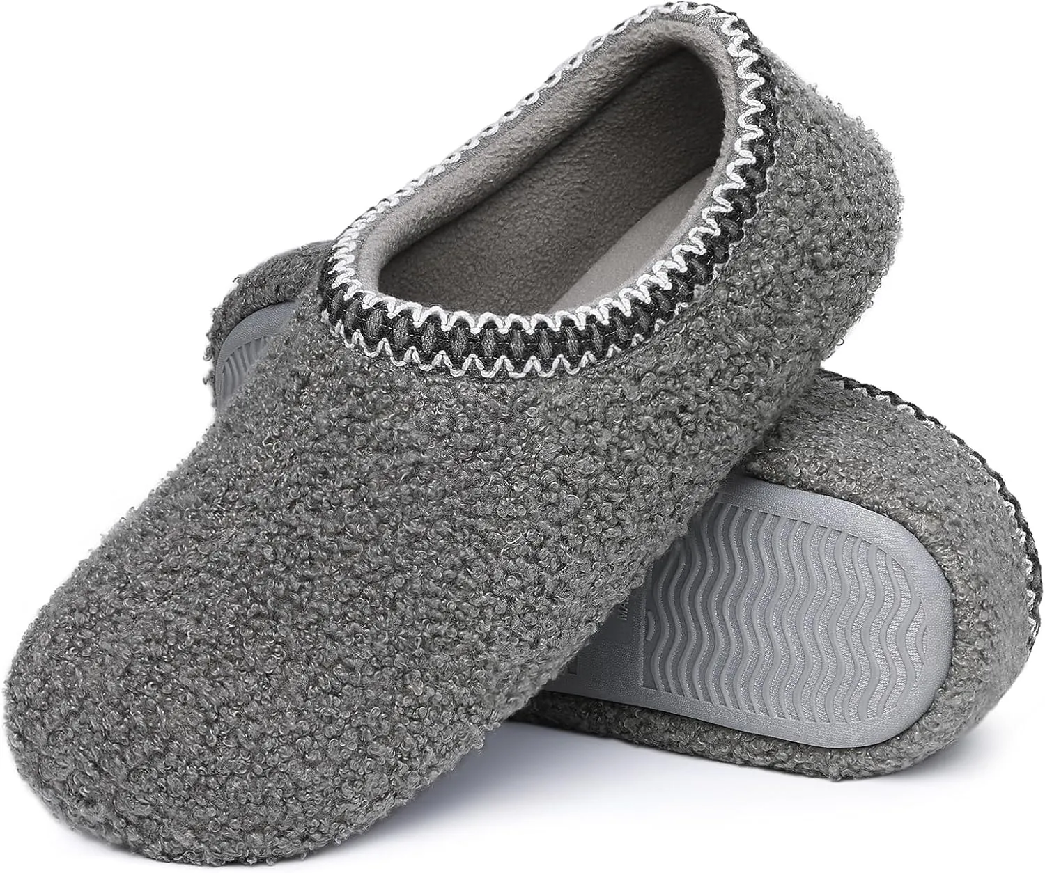 shevalues Women House Memory Foam Slippers Teddy Fleece Bedroom Sock Shoes with Soft Rubber Sole