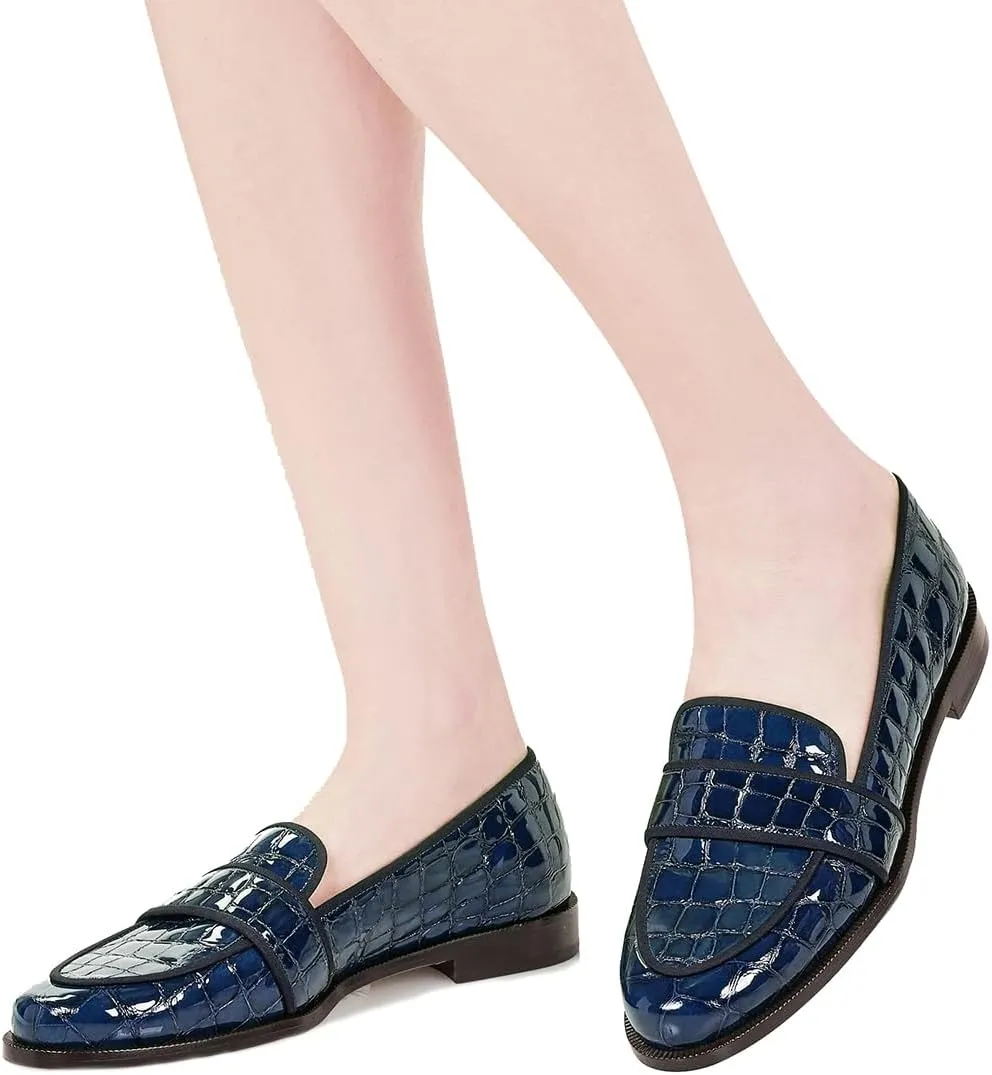 SHODENSE Women Round Toe Loafers Flats Velvet Slip On Dress Shoes Comfortable Casual 1 inch Flat Heel Penny Loafers Suede Office Ladies Work Walking Flat Shoes Drive Elegant 4-11 M US