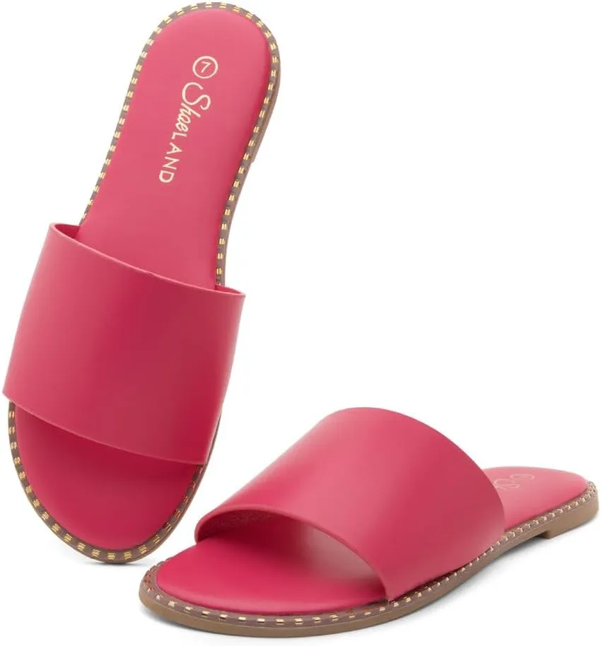 Shoe Land Women’s Flat Sandals 2025 – Comfortable Slide Sandals with Cushioned Footbed | Dressy Open Toe Summer Sandals for Beach, Travel & Everyday