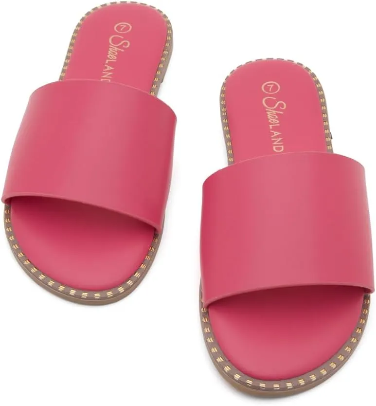 Shoe Land Women’s Flat Sandals 2025 – Comfortable Slide Sandals with Cushioned Footbed | Dressy Open Toe Summer Sandals for Beach, Travel & Everyday