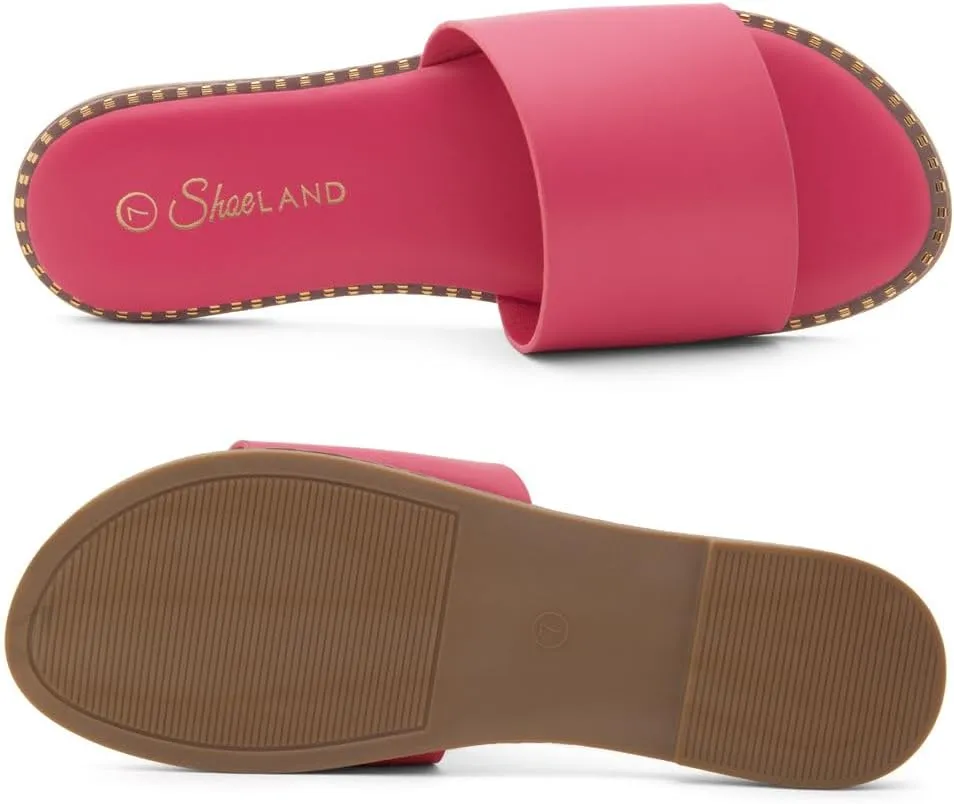 Shoe Land Women’s Flat Sandals 2025 – Comfortable Slide Sandals with Cushioned Footbed | Dressy Open Toe Summer Sandals for Beach, Travel & Everyday