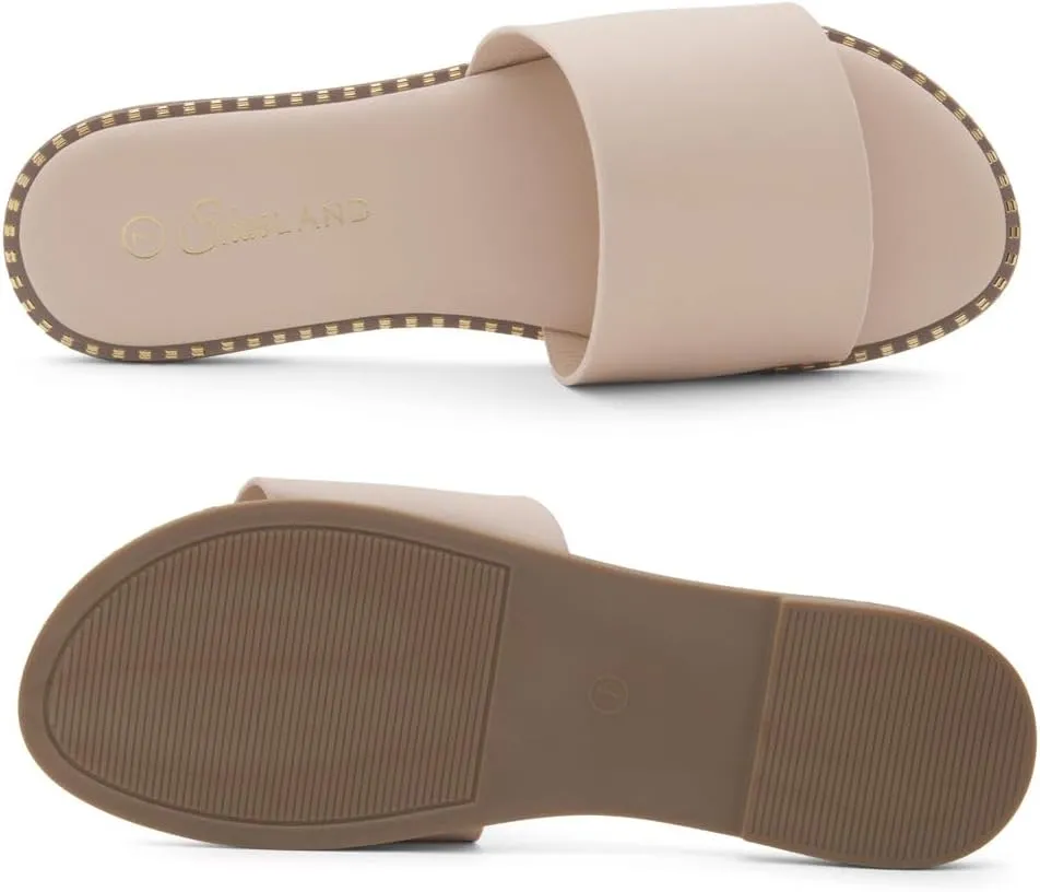 Shoe Land Women’s Flat Sandals 2025 – Comfortable Slide Sandals with Cushioned Footbed | Dressy Open Toe Summer Sandals for Beach, Travel & Everyday