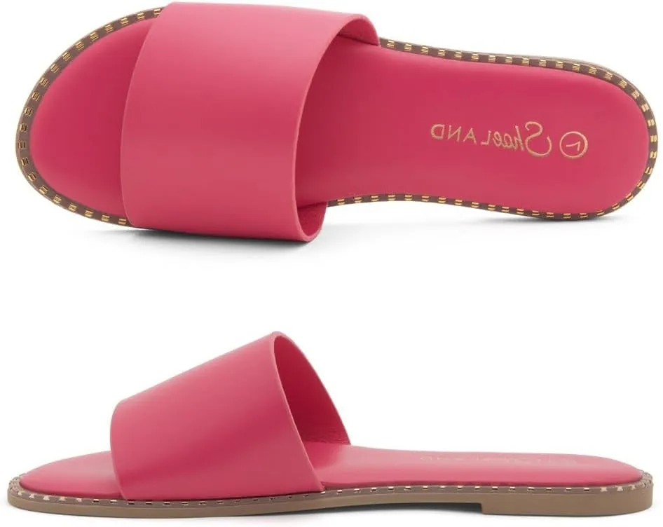 Shoe Land Women’s Flat Sandals 2025 – Comfortable Slide Sandals with Cushioned Footbed | Dressy Open Toe Summer Sandals for Beach, Travel & Everyday