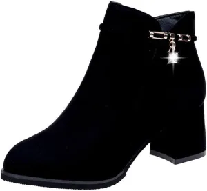 Shoes for Woman Large Size Fringe Back Zipper Short Boots Anti Slip Chunky Heel Snow Boots Classic Outdoor Boots
