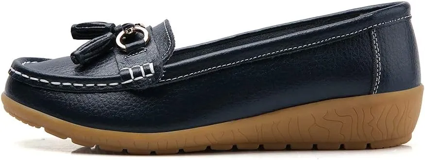 Shoes Loafers for Women Classic Leather Loafers Casual Slip-On Boat Shoes ComfortWalking Moccasins Soft Sole Shoes