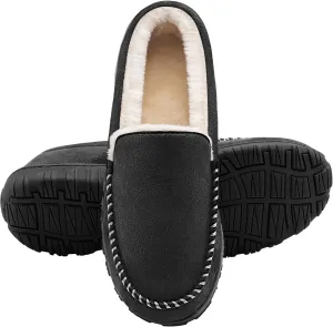 shoeslocker Slippers for Men Soft Plush Memory Foam House Shoes Bedroom Moccasin Slippers Indoor Outdoor