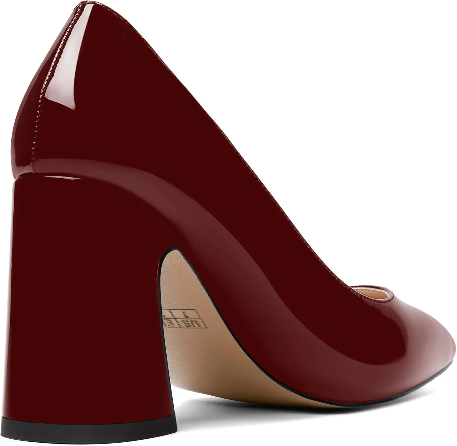 SHOWFOREST Womens Dating Pointed Toe Patent Dress Slip On Chunky High Heel Pumps Shoes 3.3 Inch
