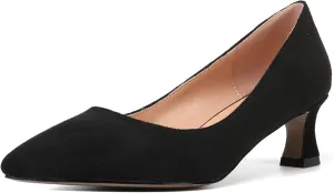 SHOWFOREST Womens Dress Evening Patent Slip On Pointed Toe Kitten Low Heel Pumps Shoes 2 Inch