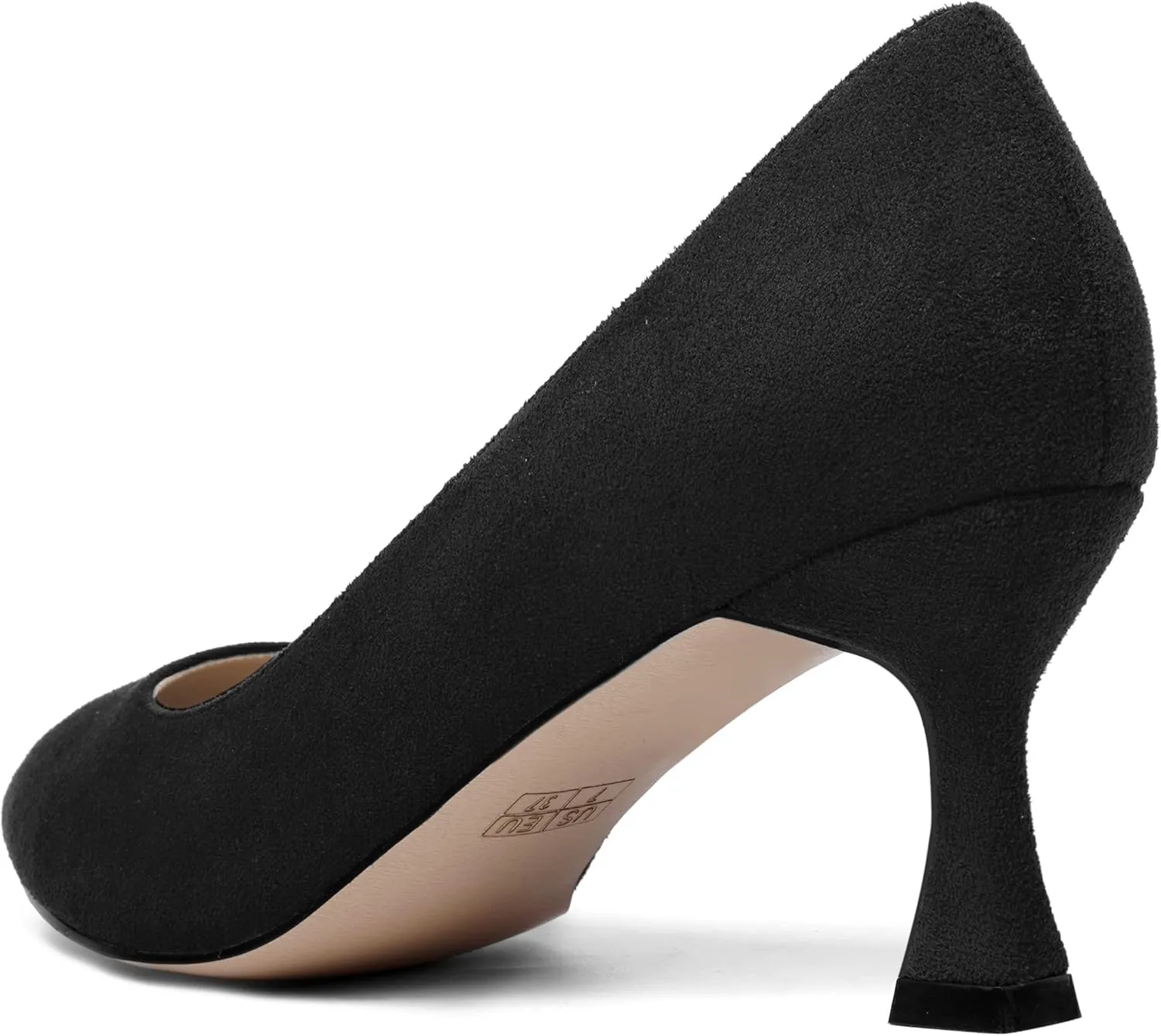 SHOWFOREST Womens Dress Pointed Toe Slip On Suede Wedding Stiletto Mid Heel Pumps Shoes 2.5 Inch