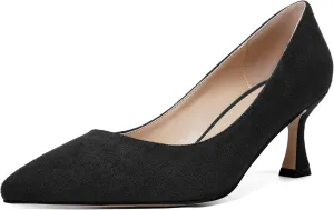 SHOWFOREST Womens Dress Pointed Toe Slip On Suede Wedding Stiletto Mid Heel Pumps Shoes 2.5 Inch