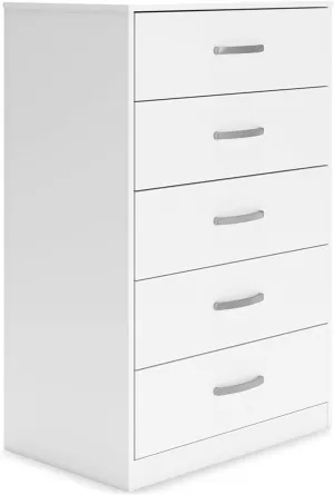 Signature Design by Ashley Flannia Casual 5 Drawer Chest of Drawers with Dovetail Construction and Safety Stop, White
