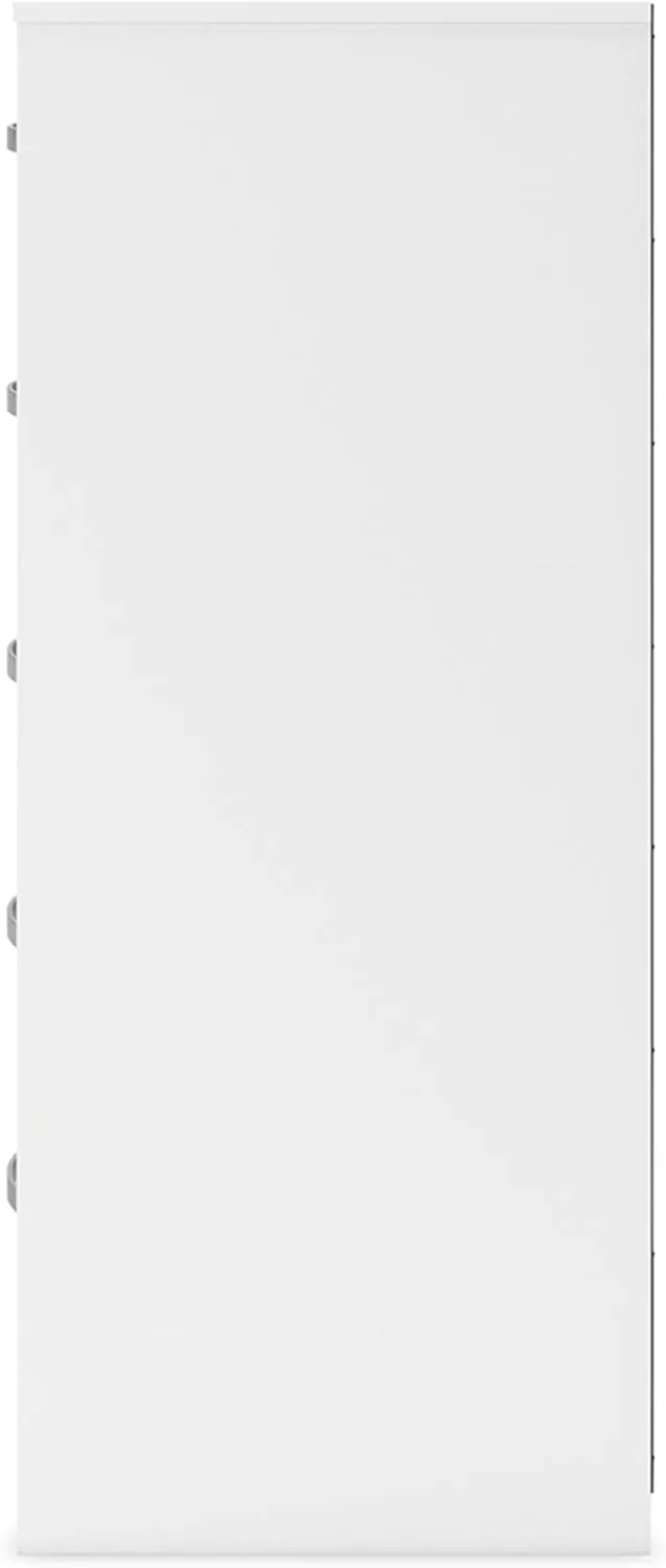 Signature Design by Ashley Flannia Casual 5 Drawer Chest of Drawers with Dovetail Construction and Safety Stop, White