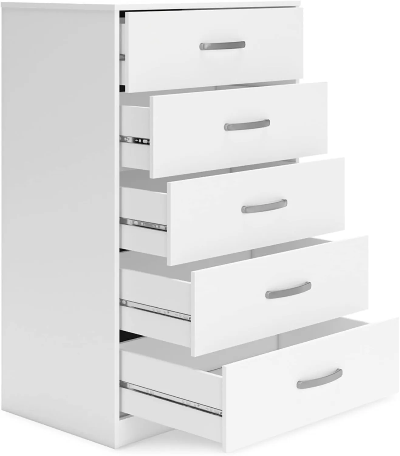 Signature Design by Ashley Flannia Casual 5 Drawer Chest of Drawers with Dovetail Construction and Safety Stop, White