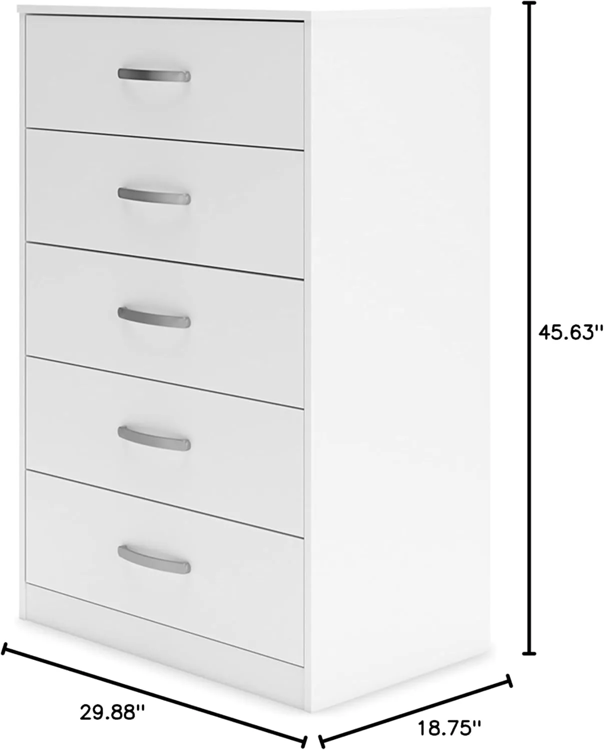 Signature Design by Ashley Flannia Casual 5 Drawer Chest of Drawers with Dovetail Construction and Safety Stop, White