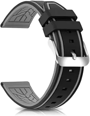 Silicone Watch Bands Divers Model Replacement Rubber Watch Strap 20mm 22mm 24mm 26mm Waterproof Line Bicolor Silver Buckle for Men and Women Sport