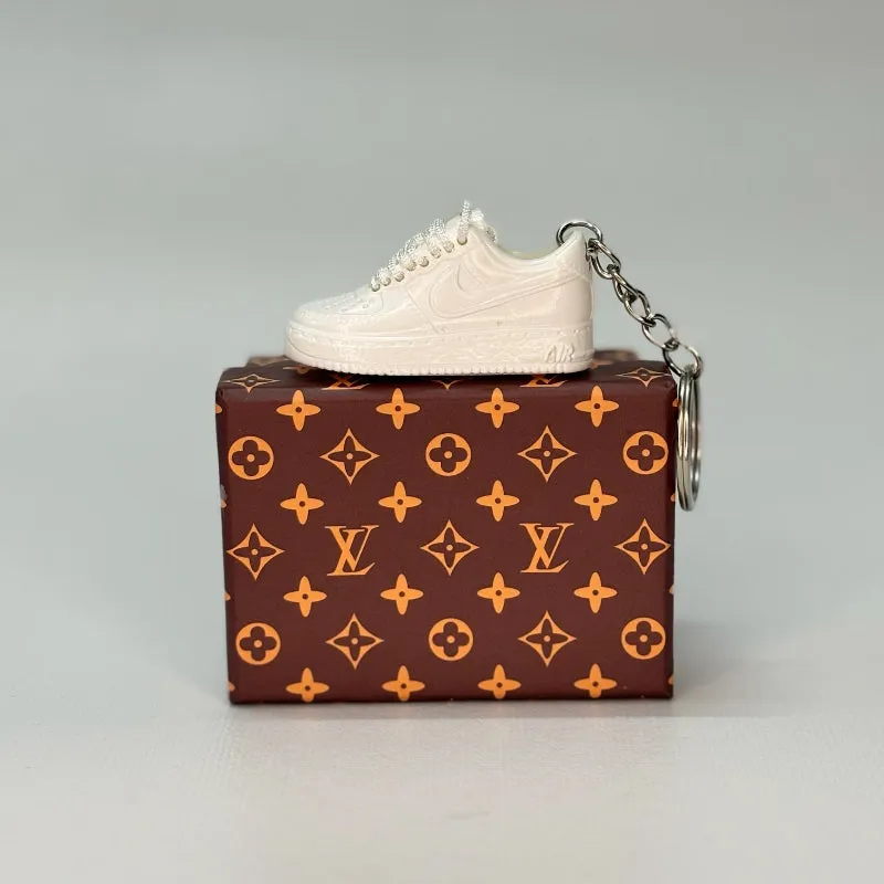 Single Sneaker Keychain - AF1 Triple White Low With Box