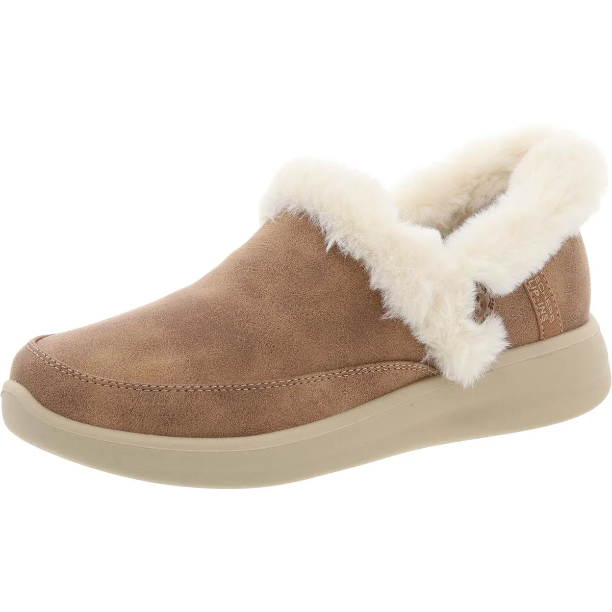 Skechers Womens COZY ESCAPE Faux Fur Lined Faux Leather Loafer Slippers