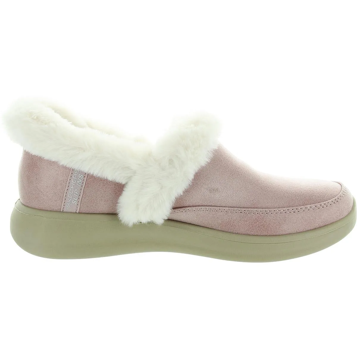 Skechers Womens COZY ESCAPE Faux Fur Lined Faux Leather Loafer Slippers