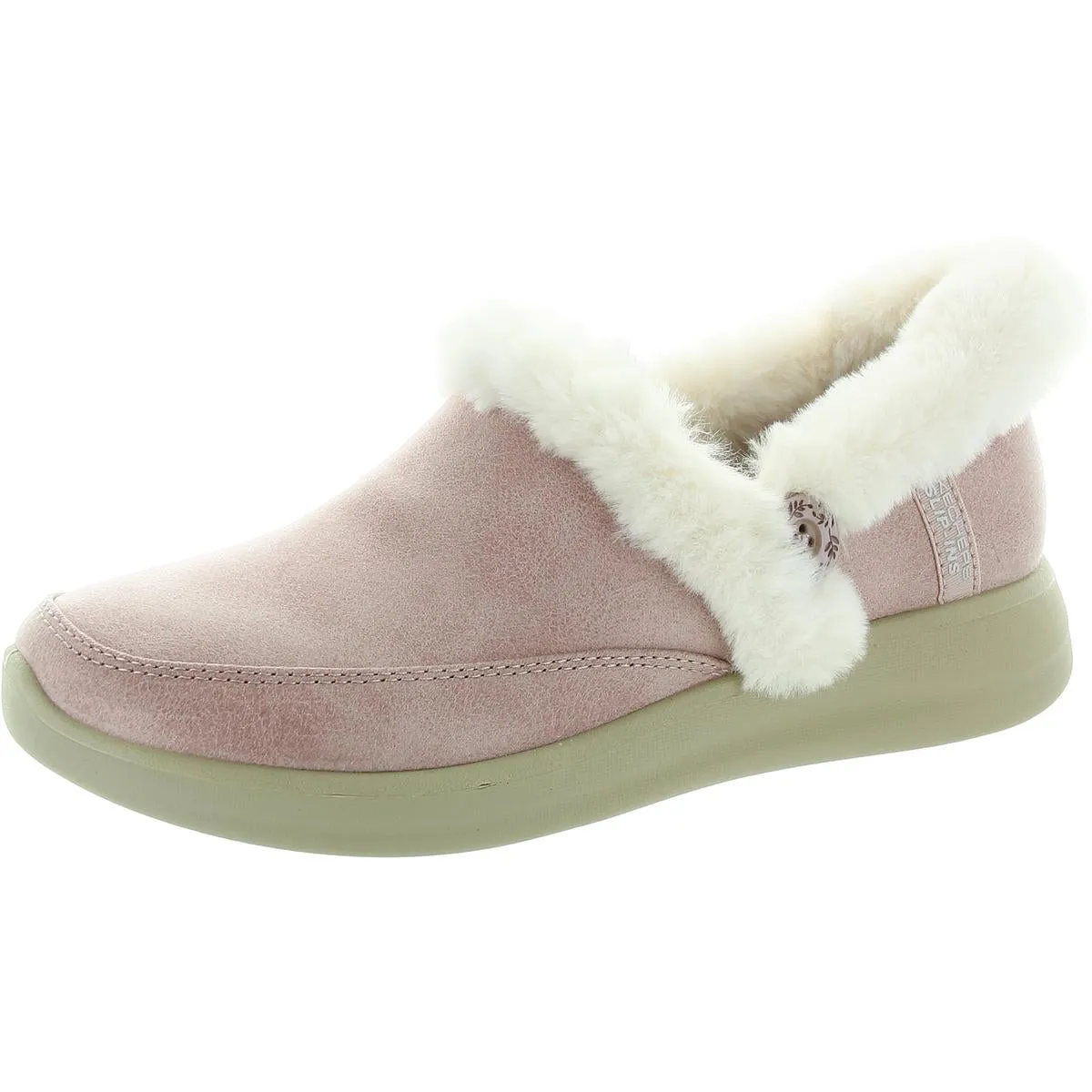 Skechers Womens COZY ESCAPE Faux Fur Lined Faux Leather Loafer Slippers