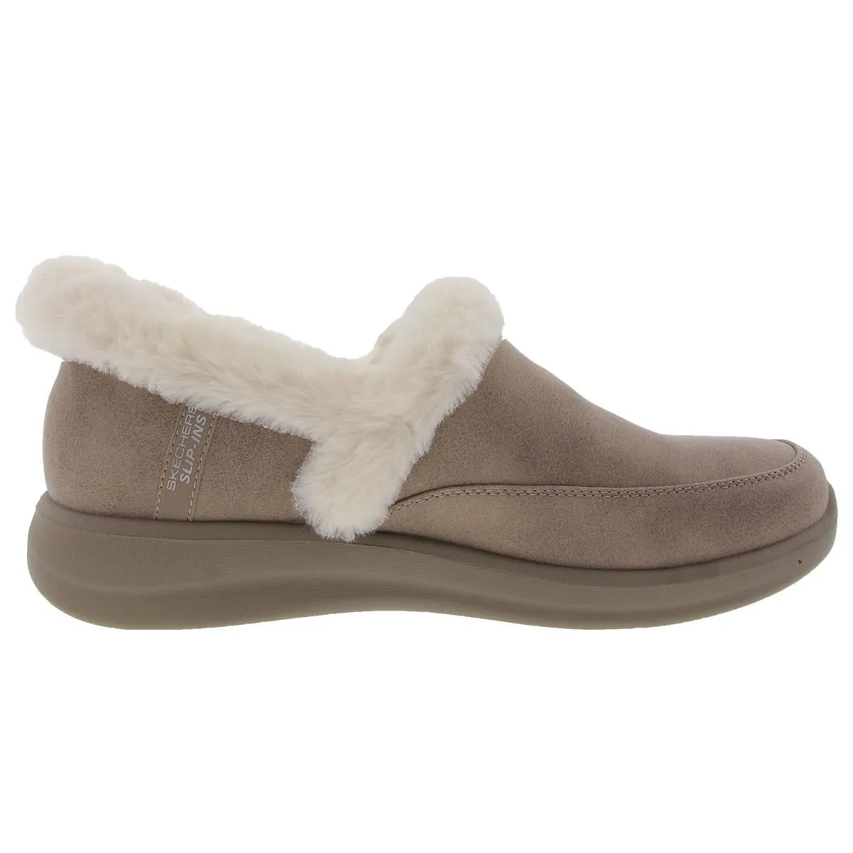 Skechers Womens COZY ESCAPE Faux Fur Lined Faux Leather Loafer Slippers