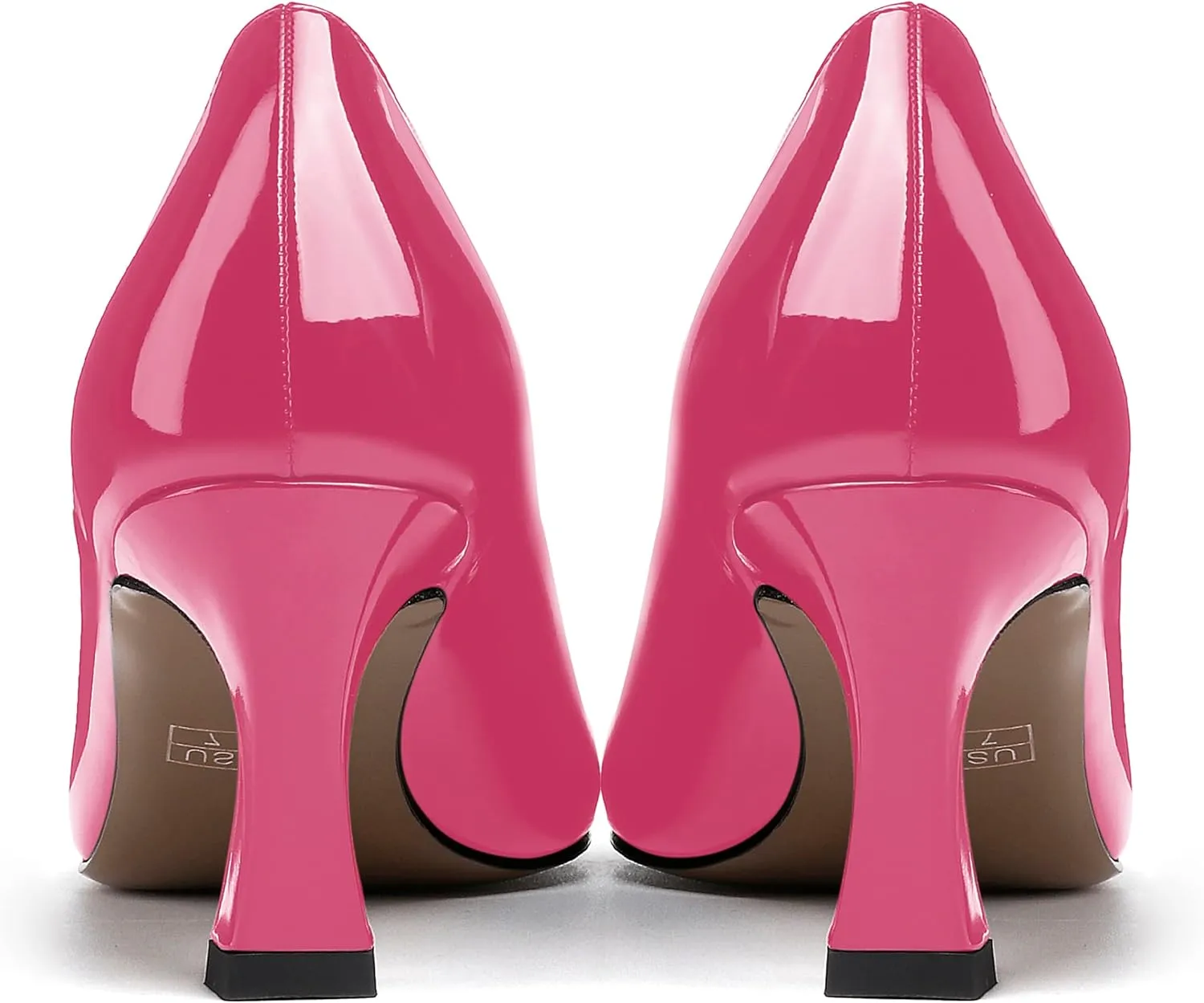 SKYSTERRY Women's Casual Round Toe Patent Bow Slip On Wedding Spool Mid Heel Pumps Shoes 2.5 Inch