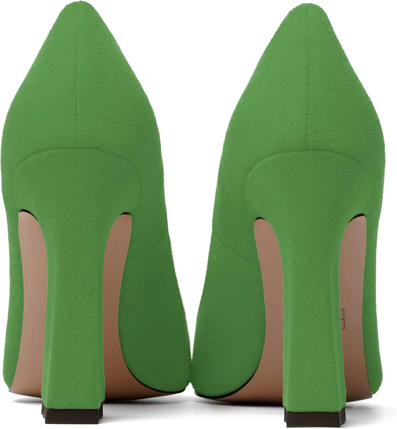 SKYSTERRY Womens Office Suede Slip On Casual Pointed Toe Spool High Heel Pumps Shoes 4 Inch