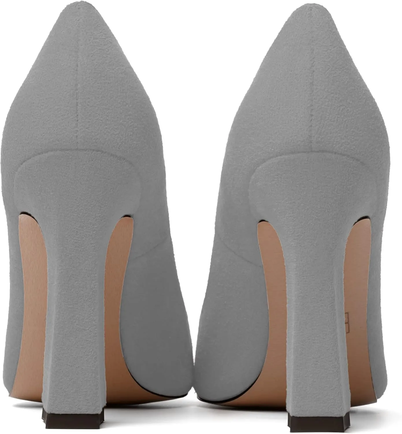 SKYSTERRY Womens Office Suede Slip On Casual Pointed Toe Spool High Heel Pumps Shoes 4 Inch