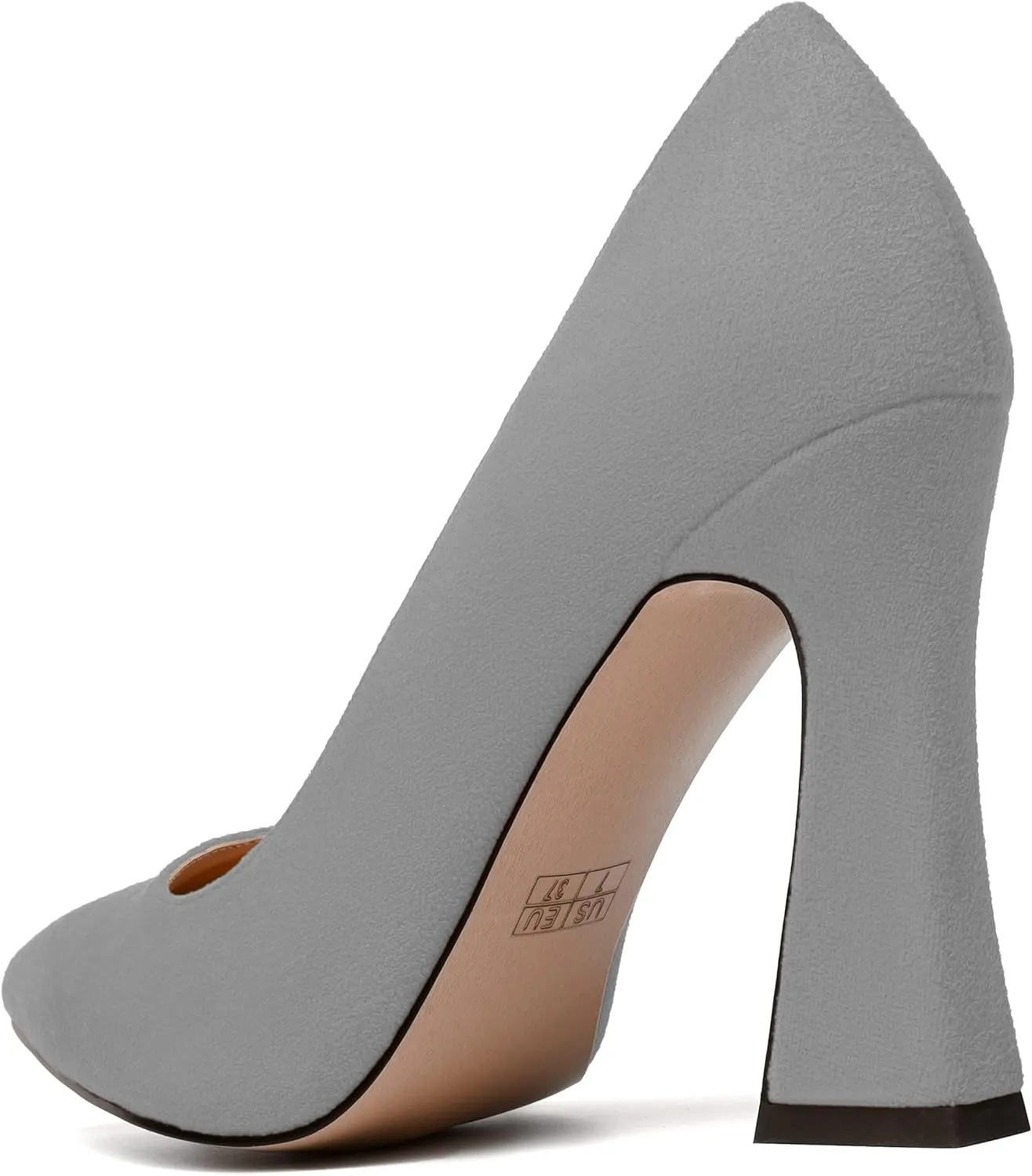 SKYSTERRY Womens Office Suede Slip On Casual Pointed Toe Spool High Heel Pumps Shoes 4 Inch
