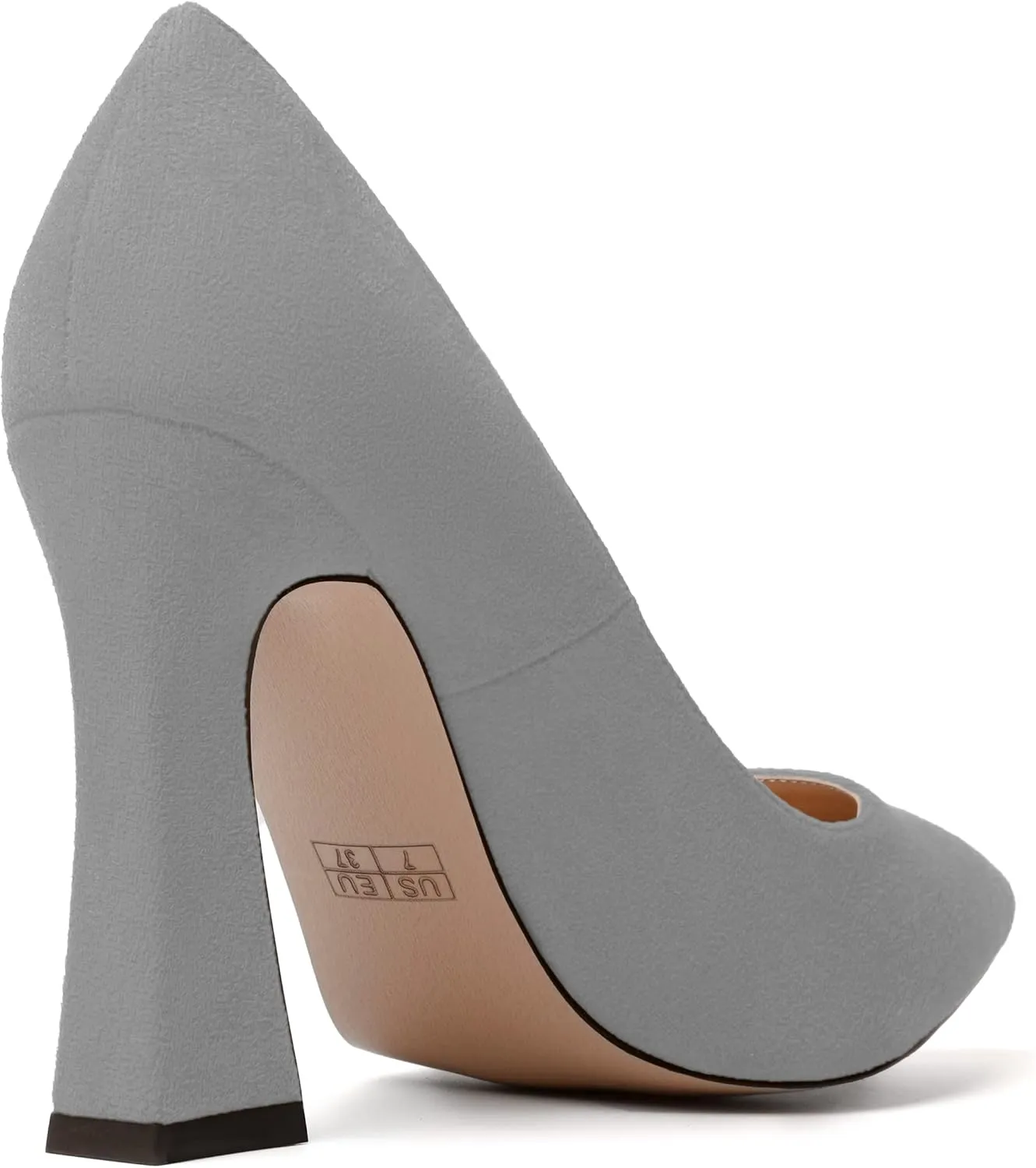 SKYSTERRY Womens Office Suede Slip On Casual Pointed Toe Spool High Heel Pumps Shoes 4 Inch