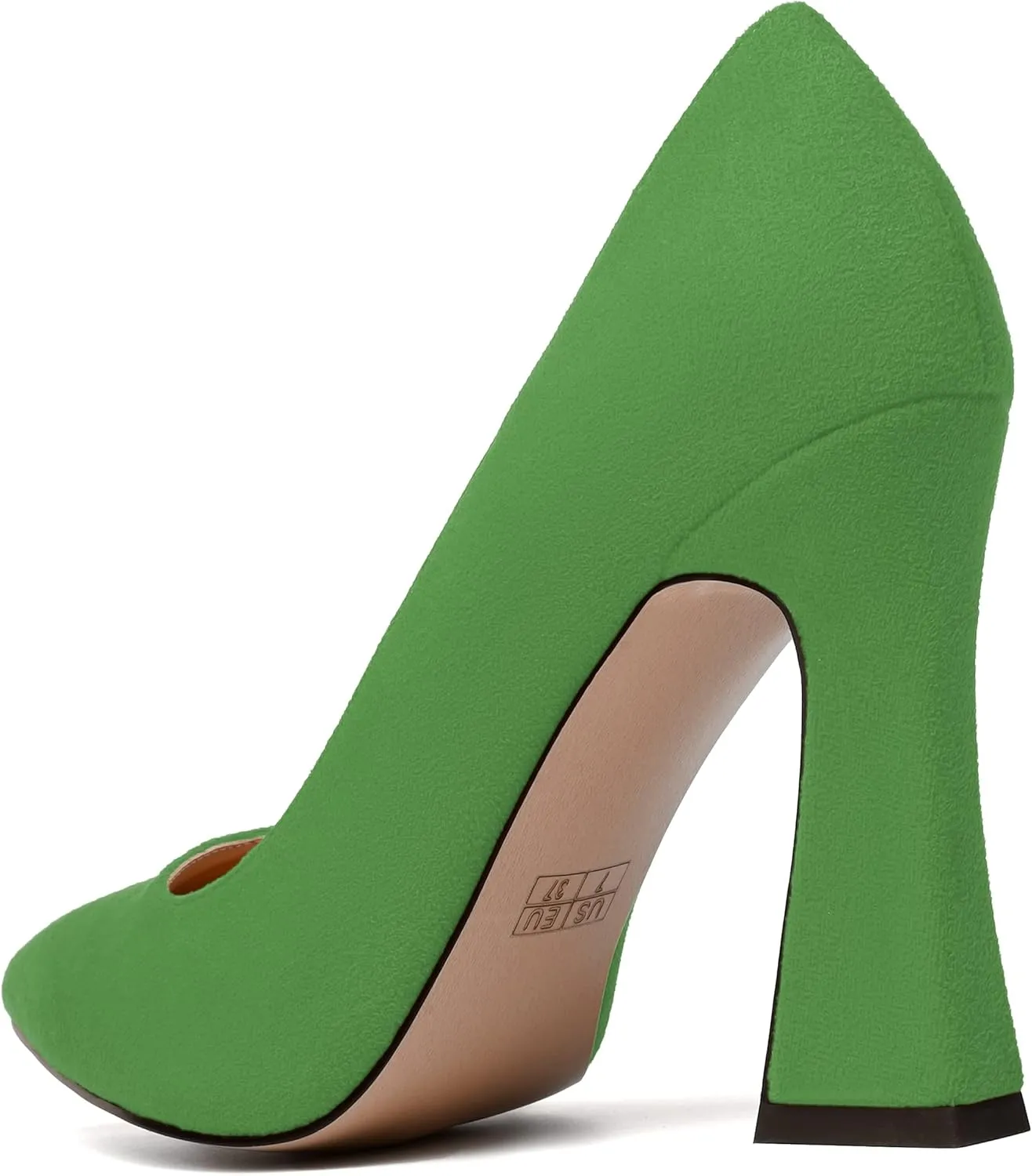 SKYSTERRY Womens Office Suede Slip On Casual Pointed Toe Spool High Heel Pumps Shoes 4 Inch