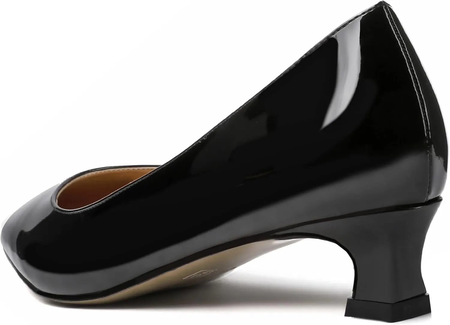 SKYSTERRY Women's Patent Slip On Square Toe Office Casual Spool Low Heel Pumps Shoes 1.5 Inch