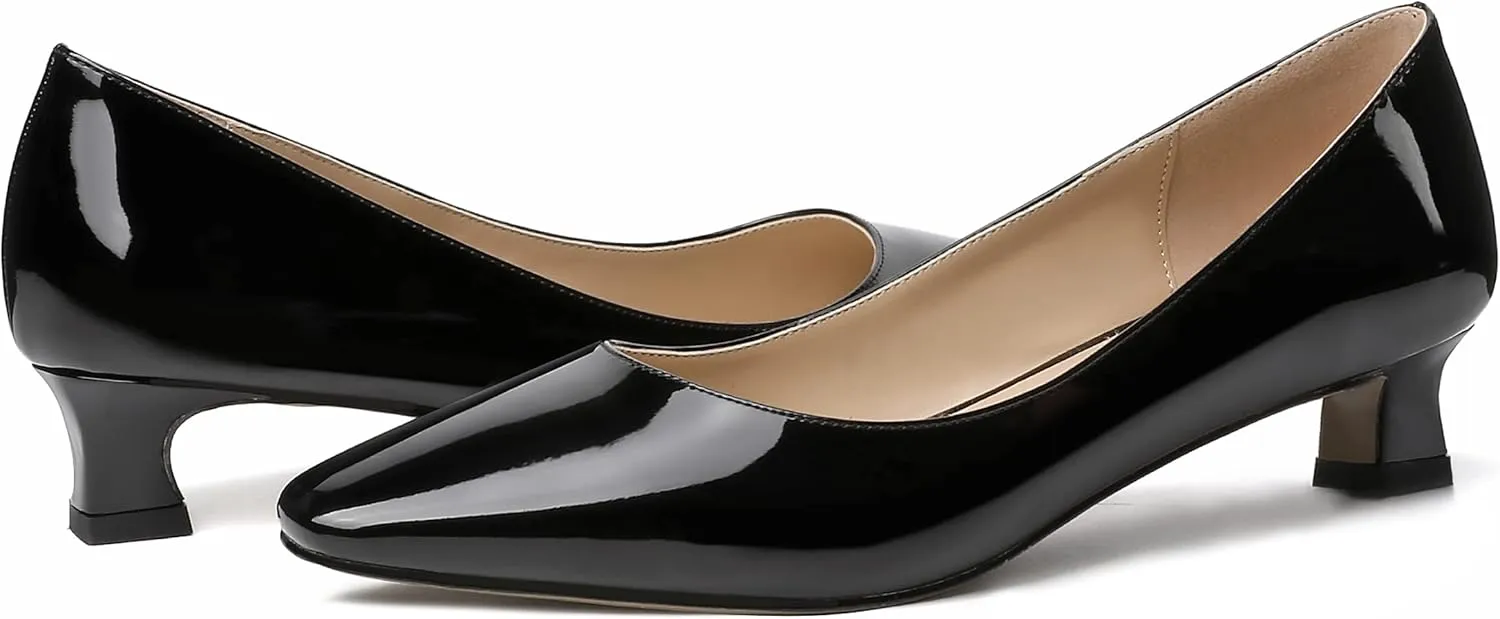 SKYSTERRY Women's Patent Slip On Square Toe Office Casual Spool Low Heel Pumps Shoes 1.5 Inch