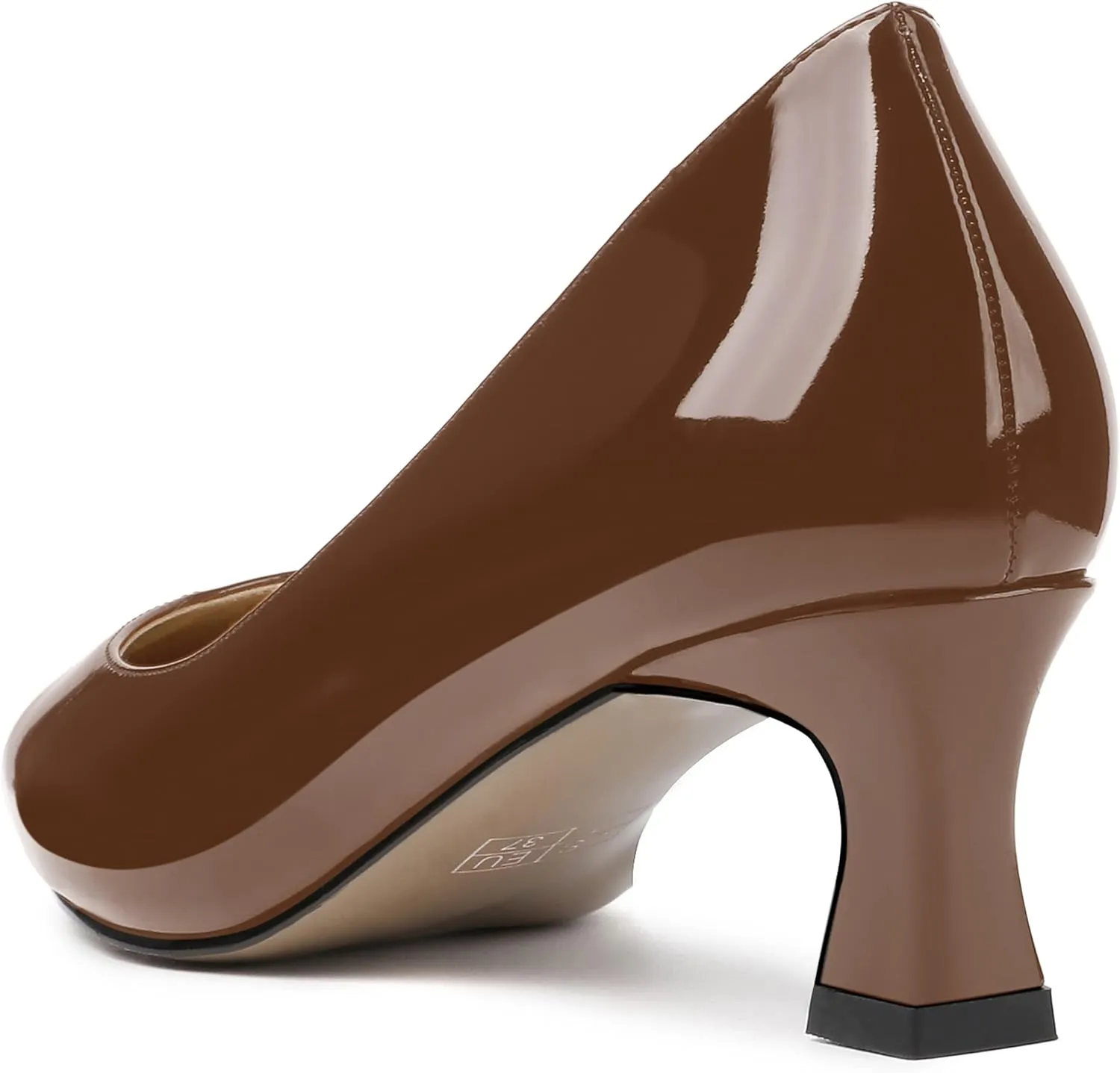 SKYSTERRY Women's Square Toe Casual Office Slip On Patent Spool Low Heel Pumps Shoes 2 Inch