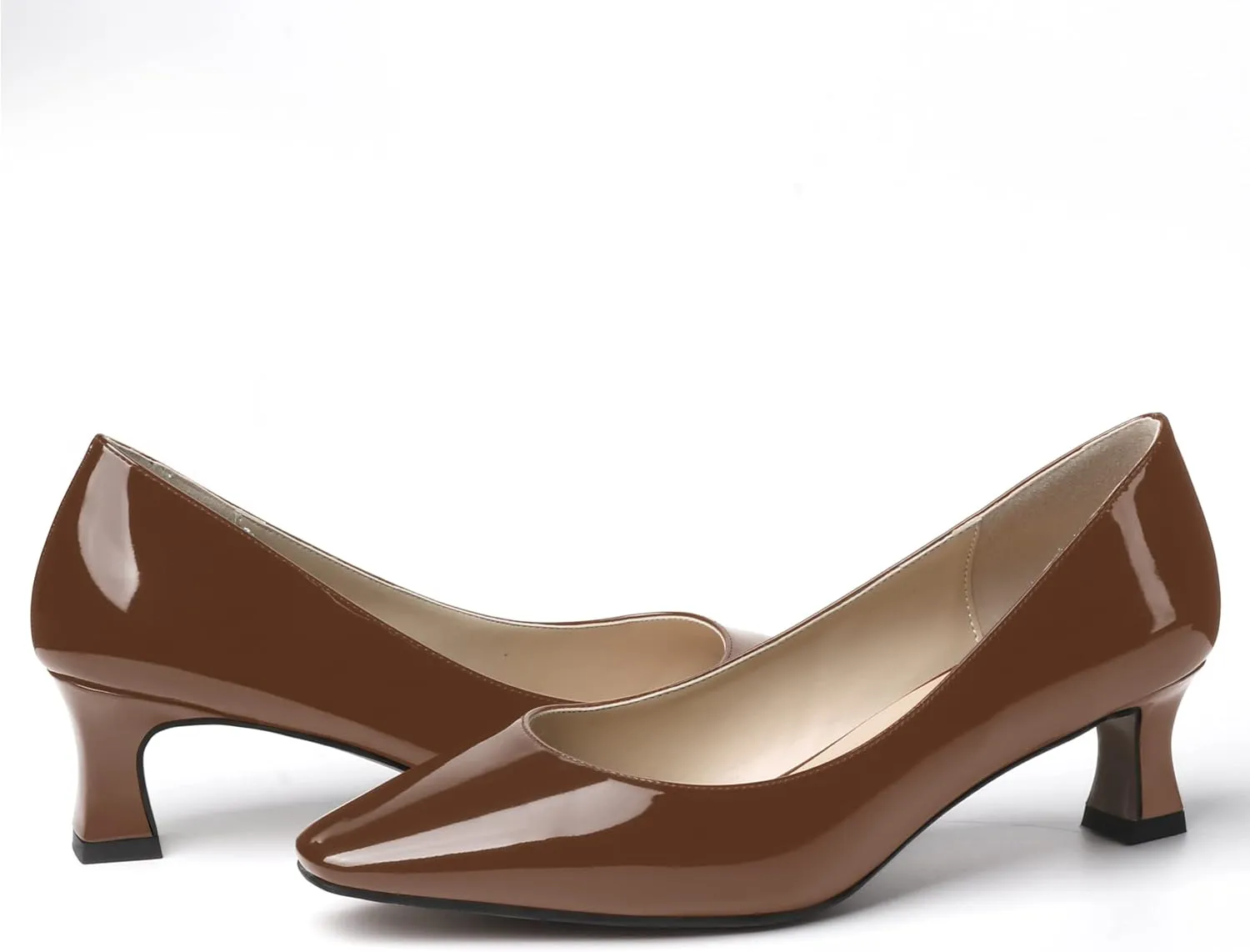 SKYSTERRY Women's Square Toe Casual Office Slip On Patent Spool Low Heel Pumps Shoes 2 Inch