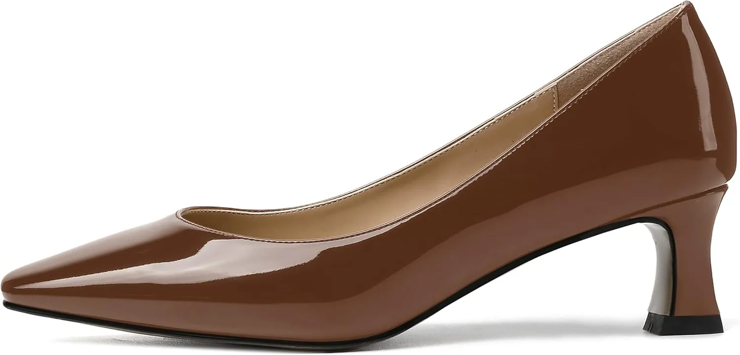 SKYSTERRY Women's Square Toe Casual Office Slip On Patent Spool Low Heel Pumps Shoes 2 Inch