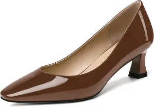 SKYSTERRY Women's Square Toe Casual Office Slip On Patent Spool Low Heel Pumps Shoes 2 Inch