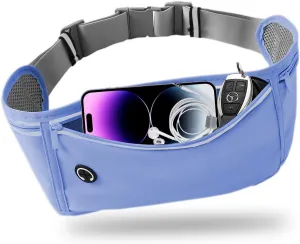Slim Running Belt for Women Men,Runners Fanny Pack Phone Holder,Money Belt,Running Gear Accessories,with 3 Pockets.(Blue)