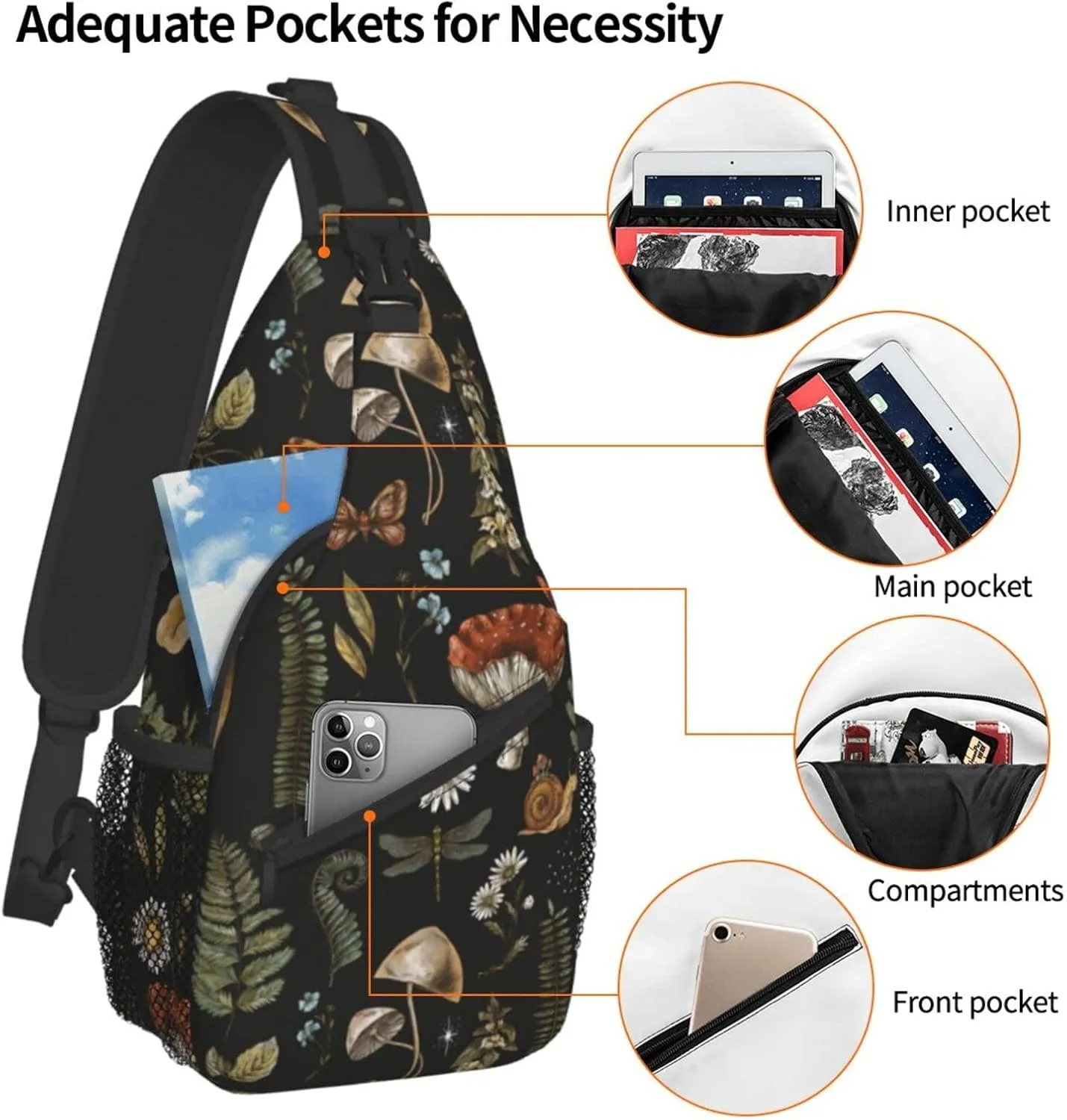 Sling Bag Baseball Vintage Sport Hiking Daypack Crossbody Shoulder Backpack Travel Chest Pack for Men Women